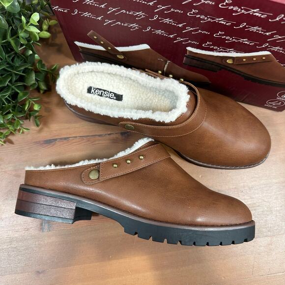 Kensie Women's Wrylie Tan Lined Clogs Size 9 - Picture 2 of 6